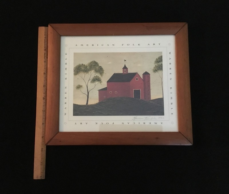 Warren Kimble Print Red Barn Framed 11" x 9.5" Signed 1992 gallery