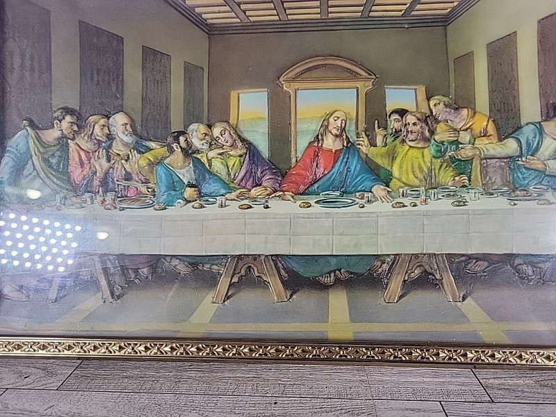Vintage 3D Image Of Jesus Last Supper Leonardo Da. Vinci Framed VTG 15”x8” gallery