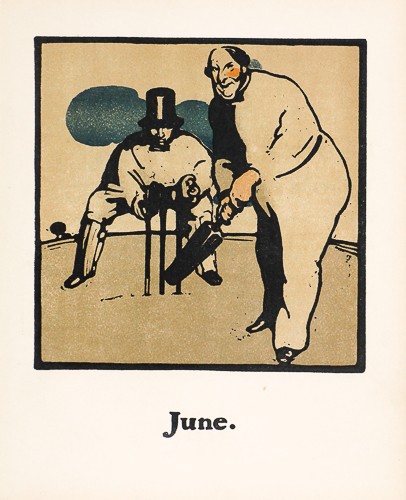 Original Antique 1898 Nicholson "Twelve Sports" Print - Cricket