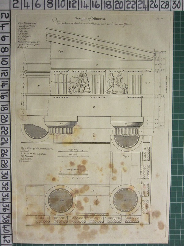 1759 ARCHITECTURAL PRINT ROBERT SAYER RUINS of ATHENS ~ TEMPLE OF MINERVA COLUMN
