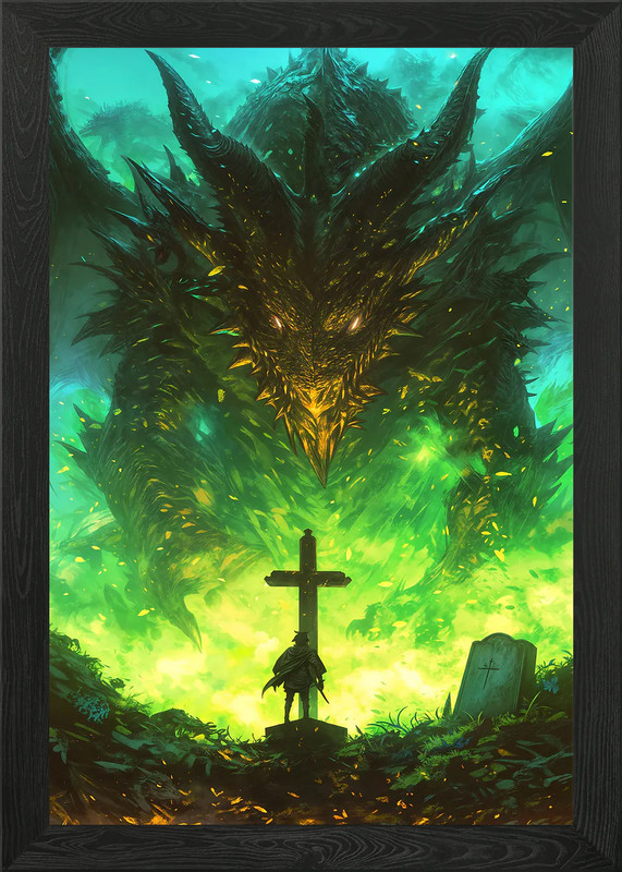 Dragons Fury Framed Wall Art Poster Canvas Print Picture