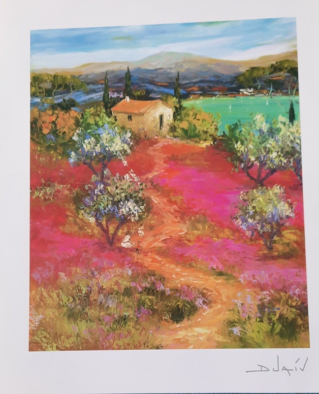 Duaiv Arrivee au Lac seriolithograph in color Signed in the plate with COA.