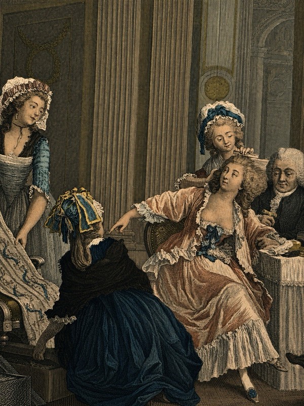 1788 de Launay Antique French Engraving Qu'en dit l'Abbé? Louis XVI Carved Frame gallery