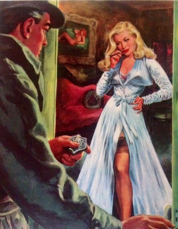 GICLEE 18×12 POLICE DETECTIVE PINUP Pulp Art FBI ILLUSTRATION Art Deco Film Noir
