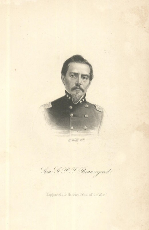 Confederate General P.G.T. Beauregard—American Civil War—antique print 1863