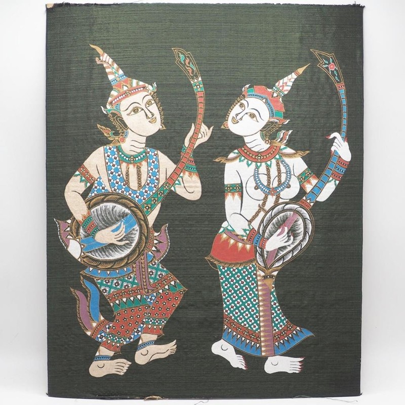 Indian Woven Fabric Art Musicians 16″x20″