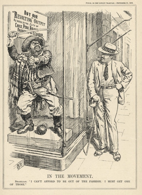 LATIN AMERICAN REBELLION CARTOON SATIRE -"'Revolting' Outfit" 1932 STEREOTYPE