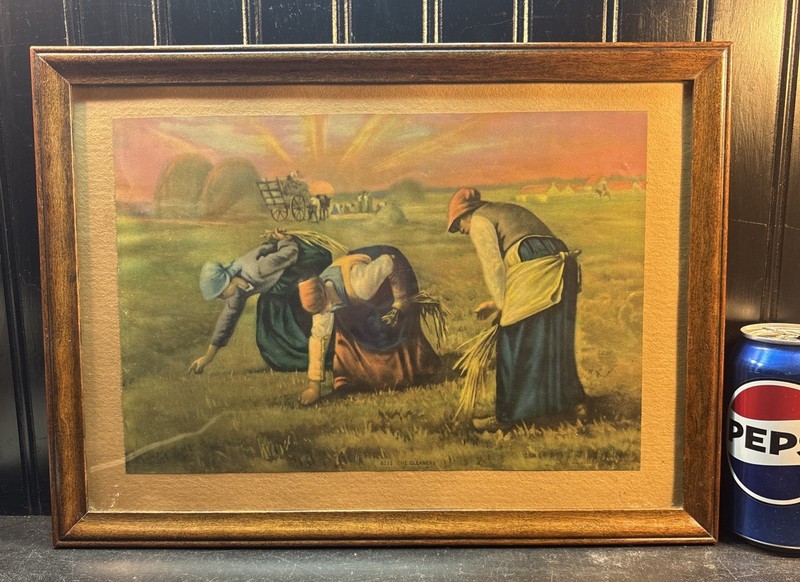 Vtg 1940’s The Gleaners Jean Millet Print Harvest Country Farmhouse Farmer decor