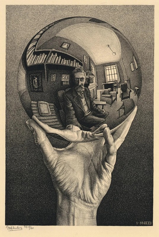 M.C. Escher : Hand with Reflecting Sphere – Quality Matte Print – FRAME ME 13×19