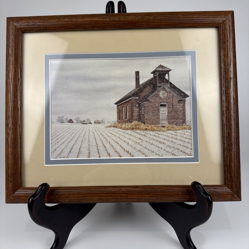 Jon Crane Framed Watercolor Art Print Winter Schoolhouse Americana Landscape gallery