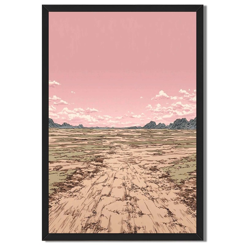 Vast Desert Landscape Framed Canvas Print Minimalist Wall Art