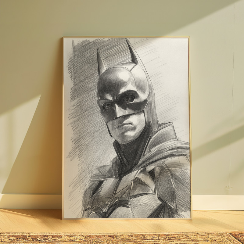 BATMAN DRAWING PRINT PORTRAIT SKETCH 8" x 10" BATMAN PRINT WALL ART HOME DECOR gallery