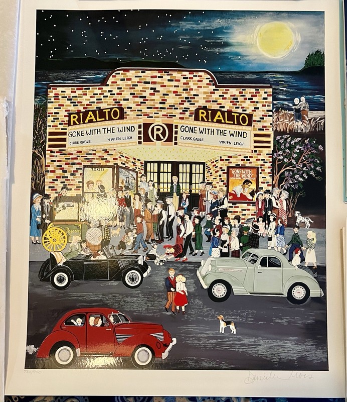 Deneille Moes FRIDAY NIGHT PICTURE SHOW Seriolithograph Hand Signed Numbered