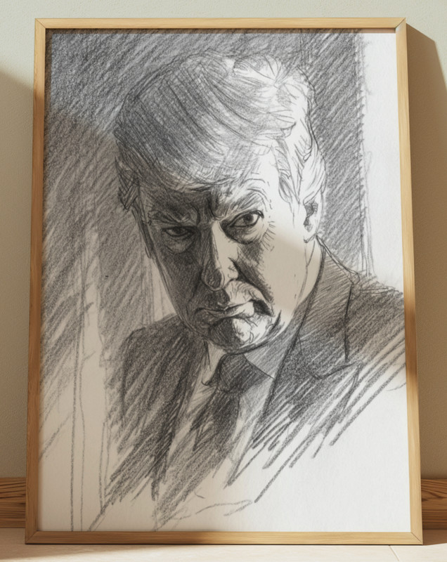 DONALD TRUMP DRAWING PRINT PORTRAIT SKETCH 8″ x 10″ TRUMP PRESIDENT OF USA