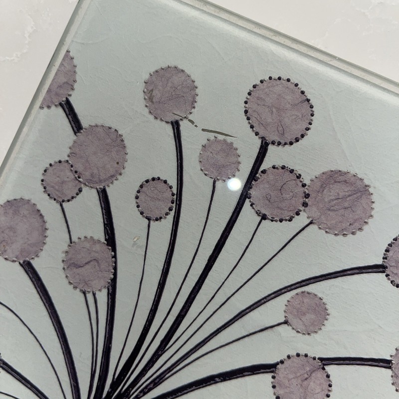 Alan Buckle Silver Bubble Floral Textured Paper Art, 3 Signed 12x12 Glass Art gallery