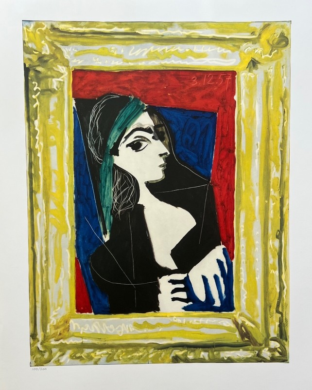Pablo Picasso PORTRAIT DE JACQUELINE 1980 Limited Edition Lithograph Art 27″x20″