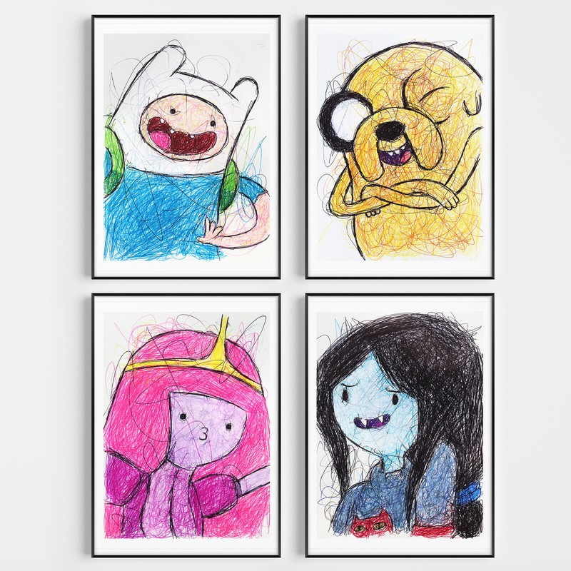 Adventure Time Ballpoint Pen Print Set, Cartoon Poster