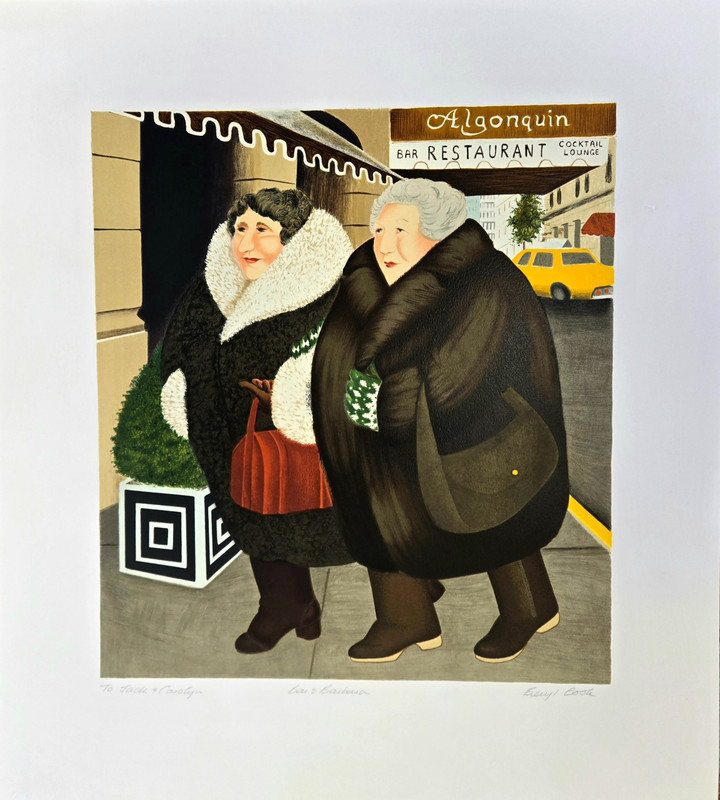 «Bar and Barbara» Beryl Cook – 1986 signed, dedicated in pencil lithograph