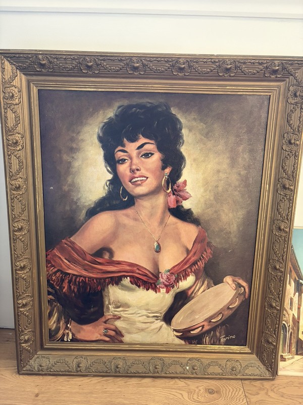 Vintage Torino La Bella Dorita Gypsy Girl Frame Print