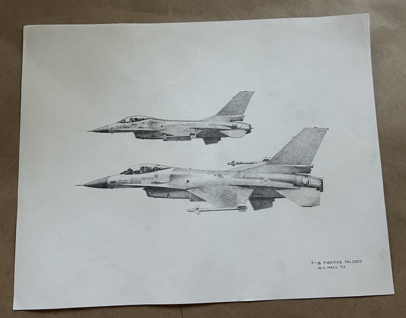 F-16 Fighting Falcons W.C. Hall Print 1988 Jet Plane Aviation Military