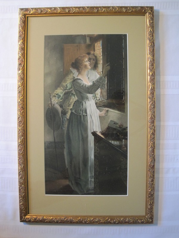I Found It! Antique 1896 Chromo Lithograph "Silent Persuasion" by Laura Tadema
