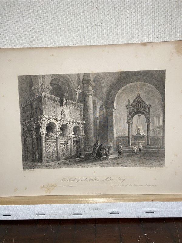 ITALY MILAN TOMB OF ST. AMBROSE – 1836 ANTIQUE PRINT ENGRAVING