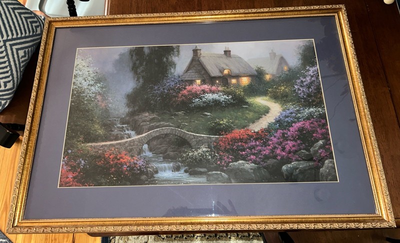 Sergon Stonebridge Lithograph Print 18×27 Gold 22×33 Frame With Blue Matting