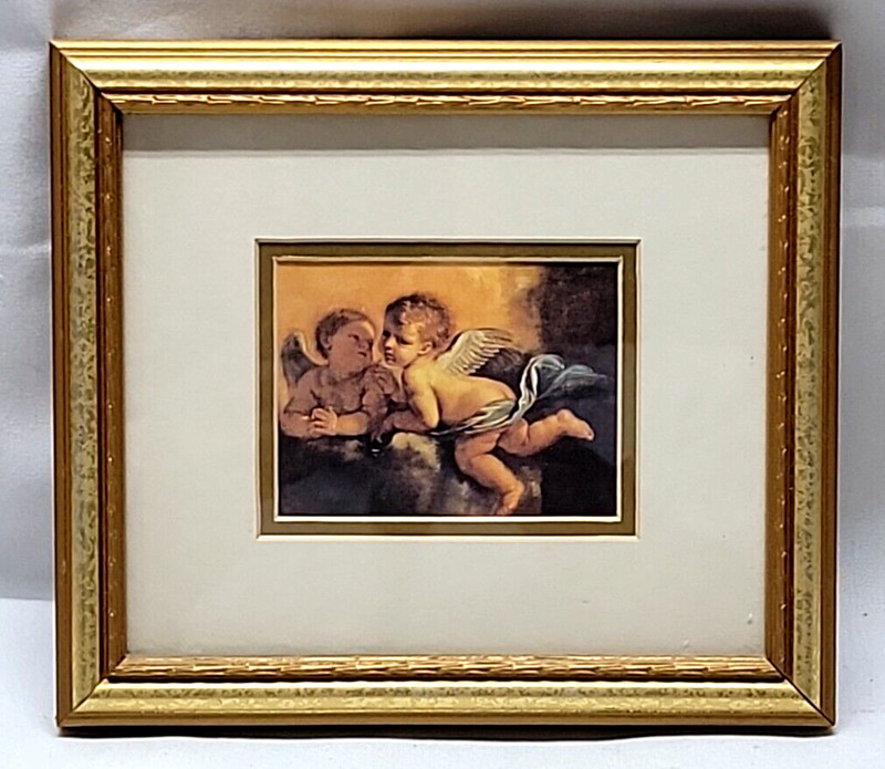(2) Framed Cherub Angel Baby Art Prints 8X7 Rosso Fiorentino gallery