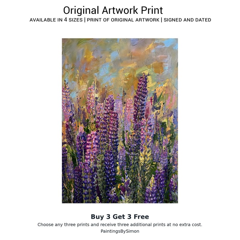 Lupine Flowers |Print on Matte Paper | Purple Flower Wall Art