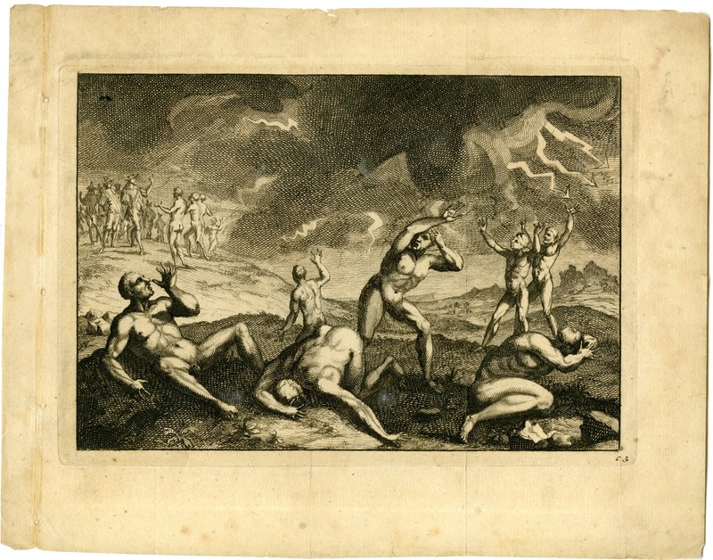 Antique Print-STORM-SPIRITS-TORMENTING-TUPI-Goeree-De Bry-Van der Aa-1707