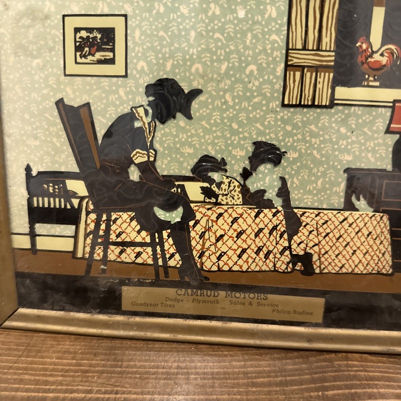 vintage reverse-painted silhouette advertising piece, from the mid-20th century gallery