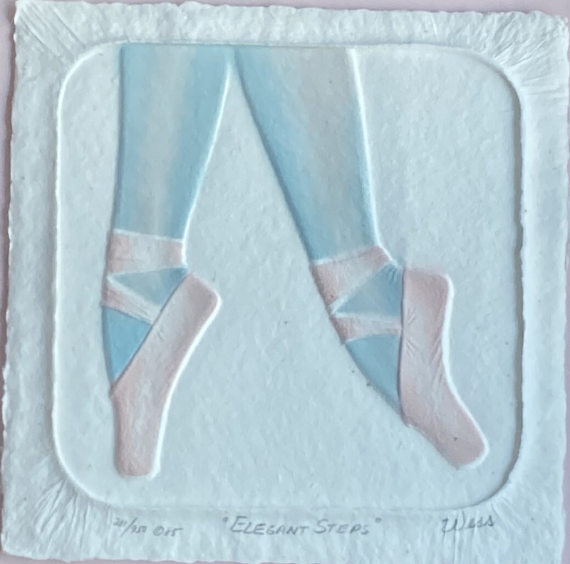 RARE Pair Wess Smith Signed Framed Pressed Paper Ballet Slippers Figi Graphics gallery