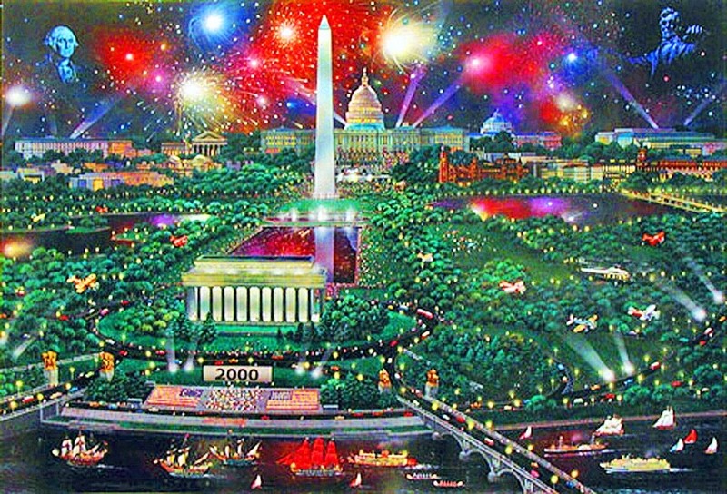 WASHINGTON CELEBRATION – s/n Mixed Media with Textured Imagery By Alexander Chen