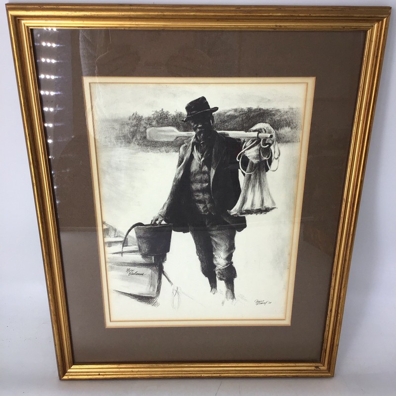 James Russell New Orleans Pencil Print 1978 Matted Signed Embossed JR Imagery