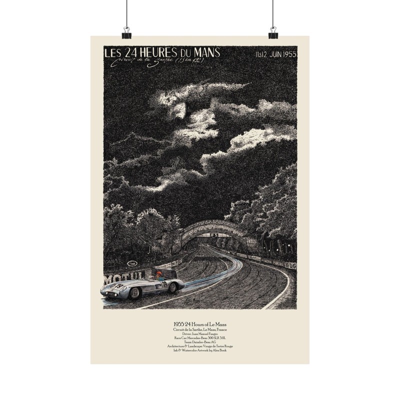 1955 24 Hours of Le Mans – Juan Manuel Fangio Mercedes Racing – Art Print