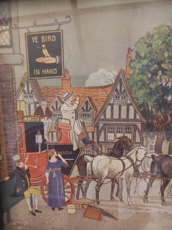 Framed "Ye Bird In Hand" Pub/Tavern Print 8 3/4"×6 1/4" gallery