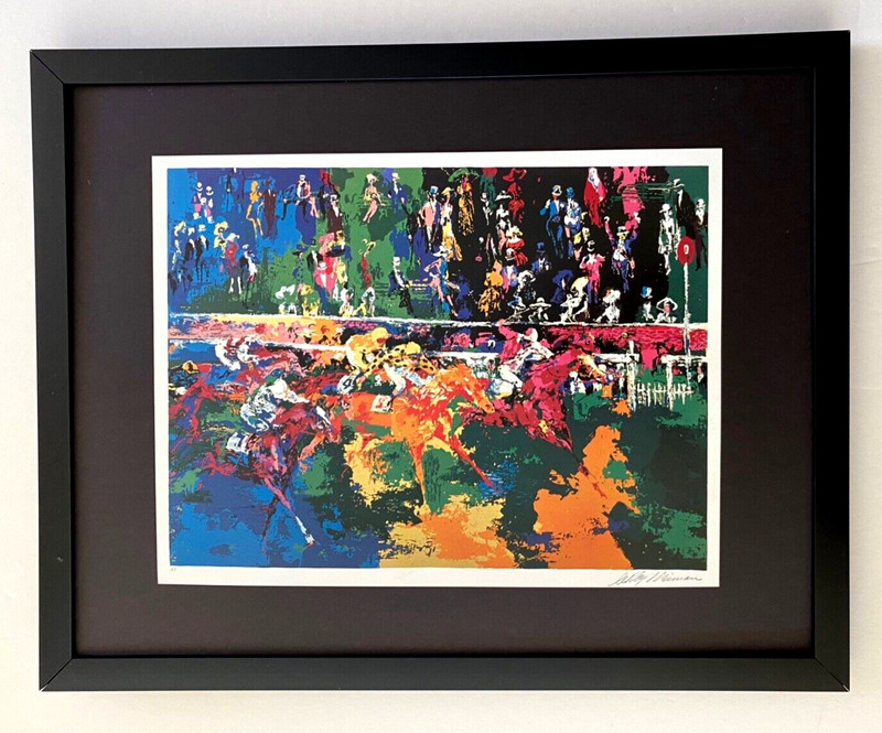 LeRoy Neiman «Horse Racing » Signed Pop Art Mounted and Framed