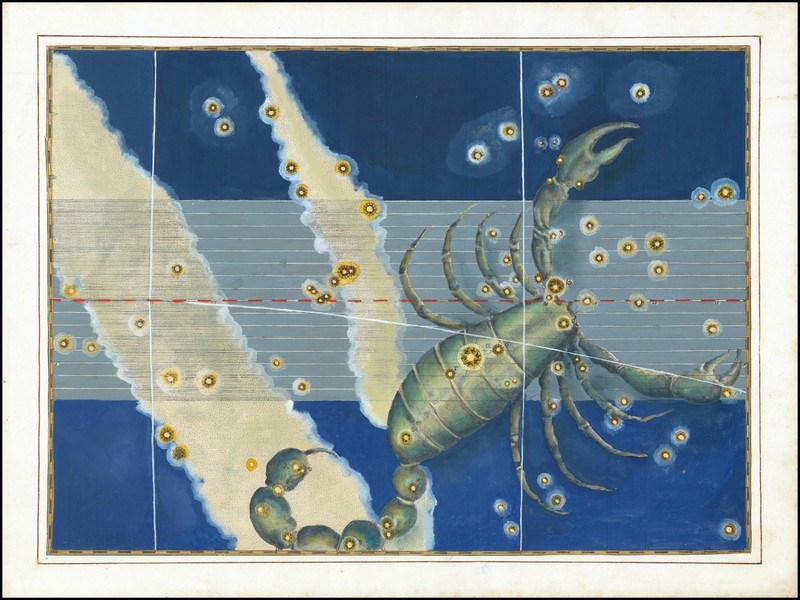 Scorpius The Scorpion Zodiac 1603 Johann Bayer Uranometria Star Map Celestial Ar