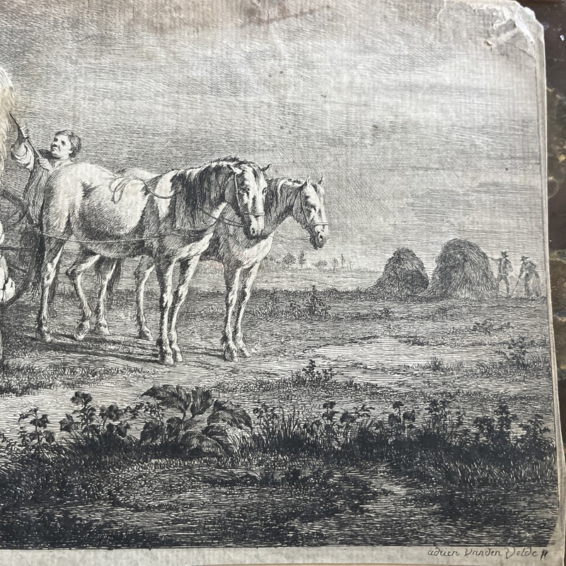 Original antique Harvesters Resting Etching Jean Jacques de Boissieu 1795 gallery