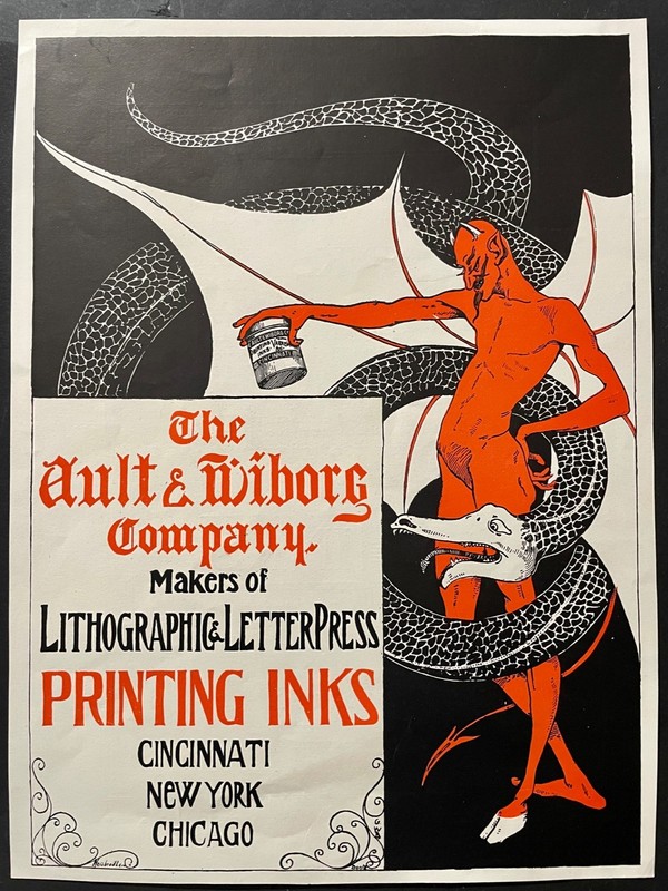 1898 Ault & Wiborg Litho . Ink Ad Dragon And Devil= From Inland Printer