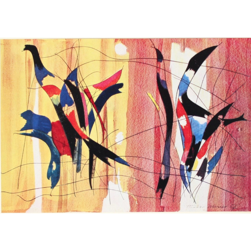 THEODOR WERNER Bookplate Print ABSTRACT Modern Art 1962