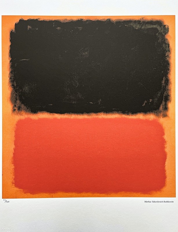 MARK ROTHKO – After red and black square on orange back- signed, 77/200, 50x65cm