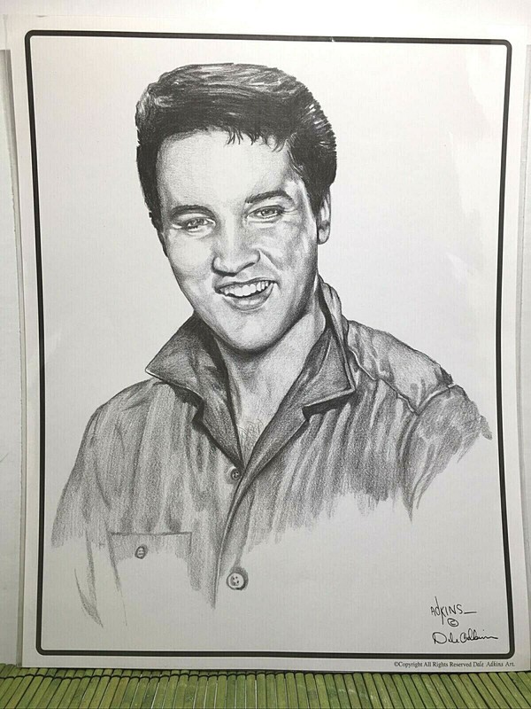Young Elvis Presley Dale Adkins Sketch Print 11 X 14 in sealed sleeve