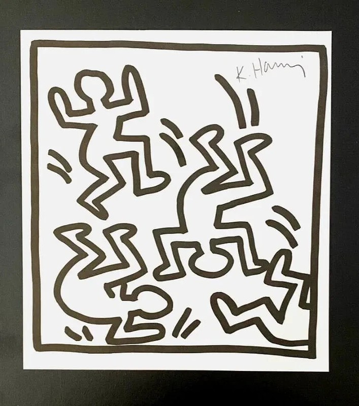 Keith Haring 1989 Offset Lithograph – ‘Dancing Figures’ Motif – Stamp Signed gallery