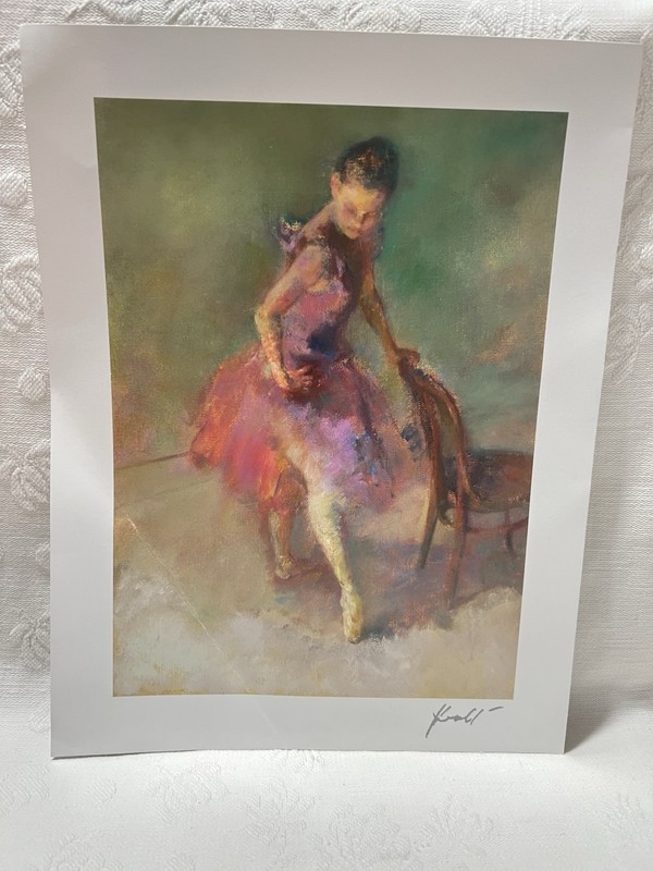 Pretty Ballerina Holding Onto Chair-9” X 11 5/8”-Art Print
