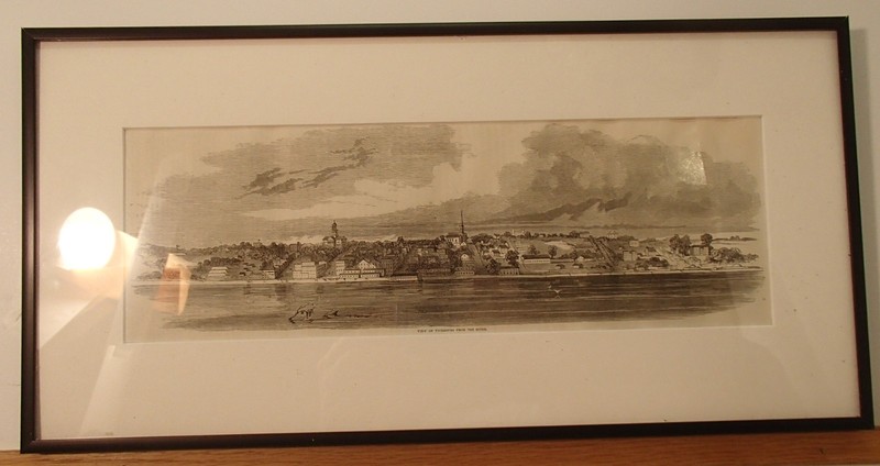 Antique Original 1862 City of Vicksburg Framed & Matted Lithograph 9″ x 18″