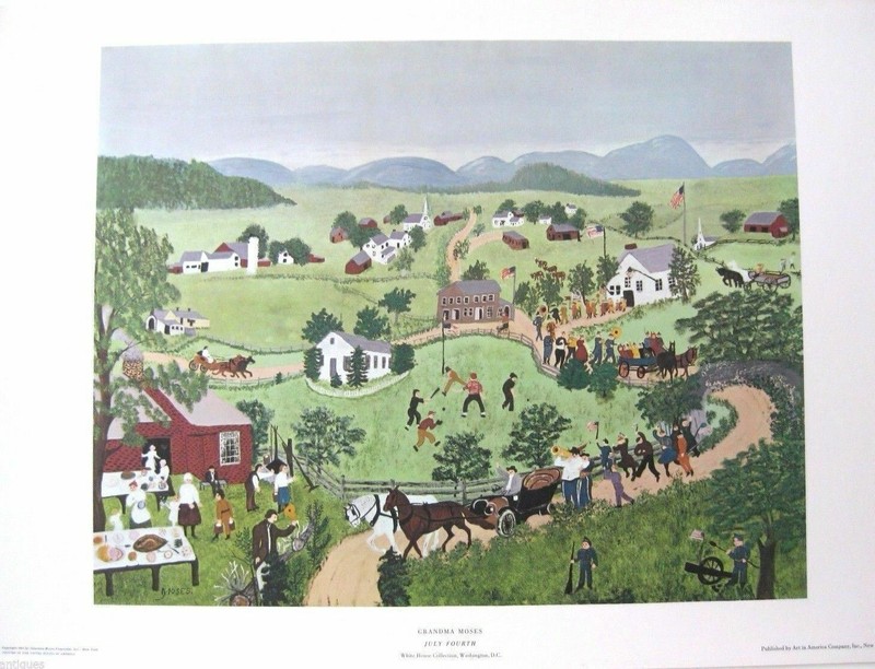 Grandma Moses July Fourth 1951 Art Print