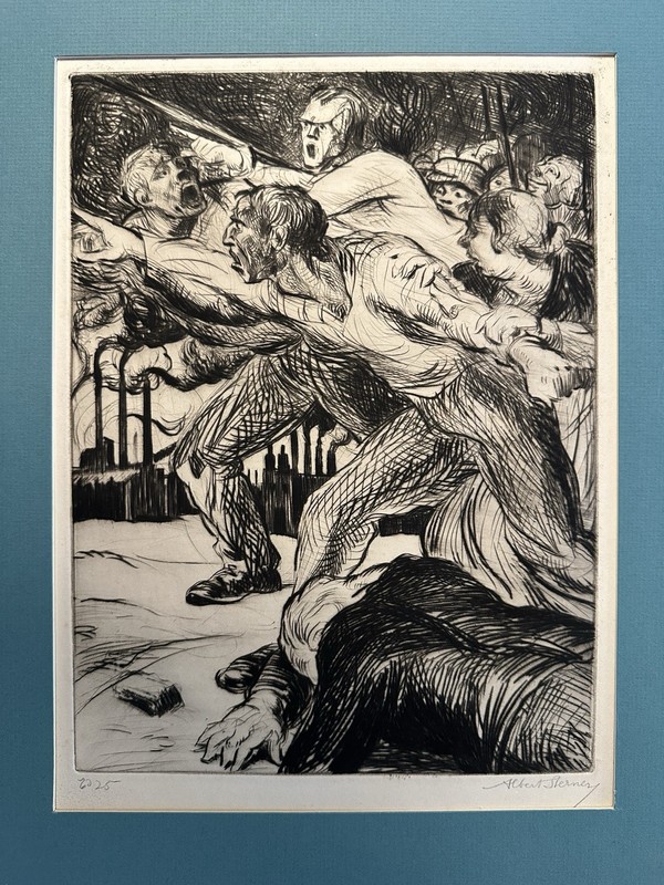 Albert Sterner - 'Riot' - 1930s original etching, Edition of 25, pencil signed