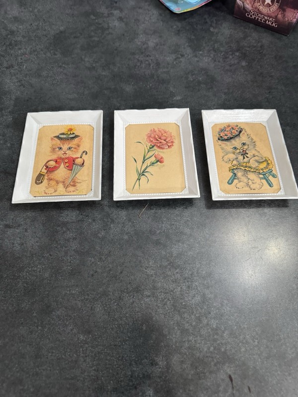 Vintage Donald Art Company Kittens And Flowers Framed Art Set Of 3