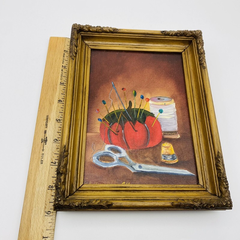 Sewing Room Supplies Painted Pattern Framed Wall Art Painting Print on Canvas gallery